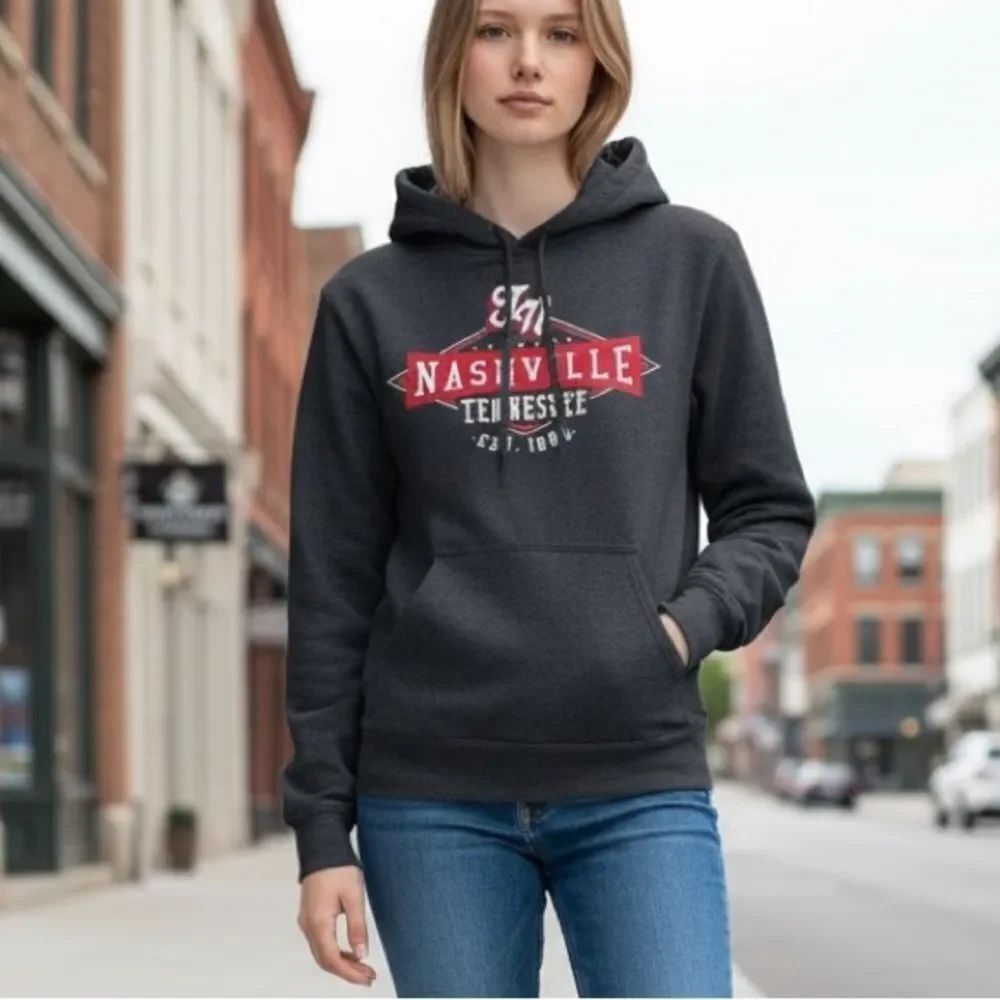 Gildan Gray Nashville Tennessee Fleece Hoodie Size Small